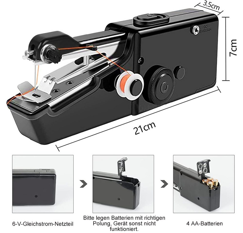 TUWENA Nähmaschine Handnähmaschine, Tragbare Mini-Nähmaschine,Elektrische Handnähmaschine, Mit Nähzubehör für Anfänger, für Kleidung,Stoffe, Cutains, Home Travel Bild 5