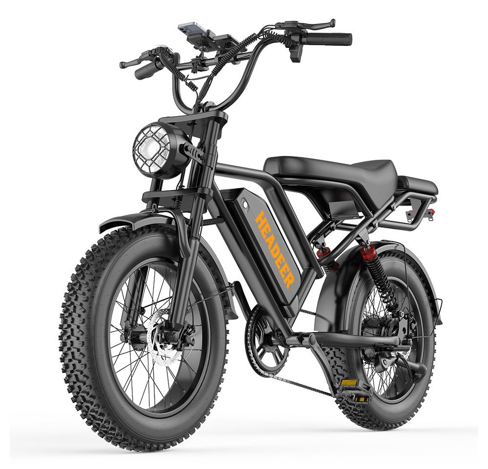 Vankel E-Bike Cityrad Herren u. Damen E-Fatbike 20 Zoll 250W 960Wh 80km Scheibenbremse, Kettenschaltung, Heckmotor, 960 Wh, Vollfederung und Scheibenbremsen für Stadt, Schotter und Touren Bild 3