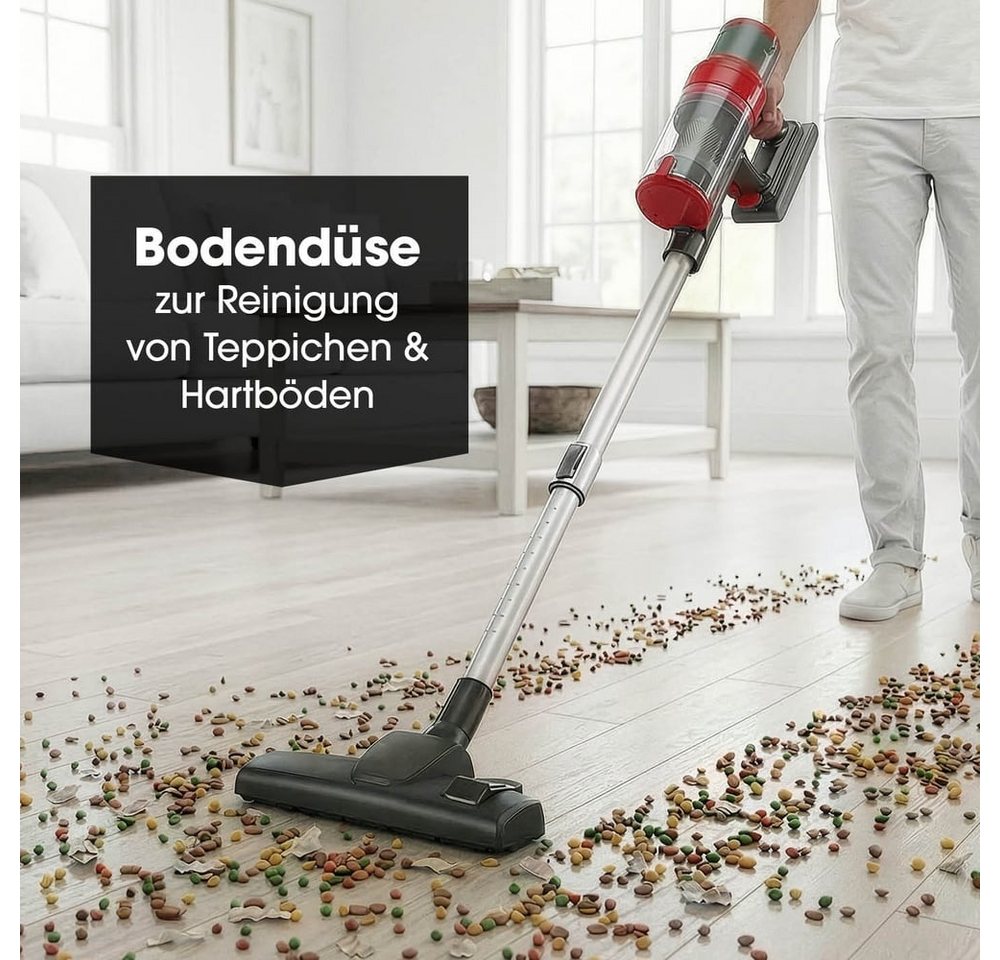 CLEANmaxx Akku-Hand-und Stielstaubsauger Akku-Zyklonsauger, 2 in 1 Handstaubsauger & Bodenstaubsauger, 150 W, beutellos, 22,2-V-Li-Ion-Handstaubsauger Akku, Handsauger mit 12 kPa Saugkraft