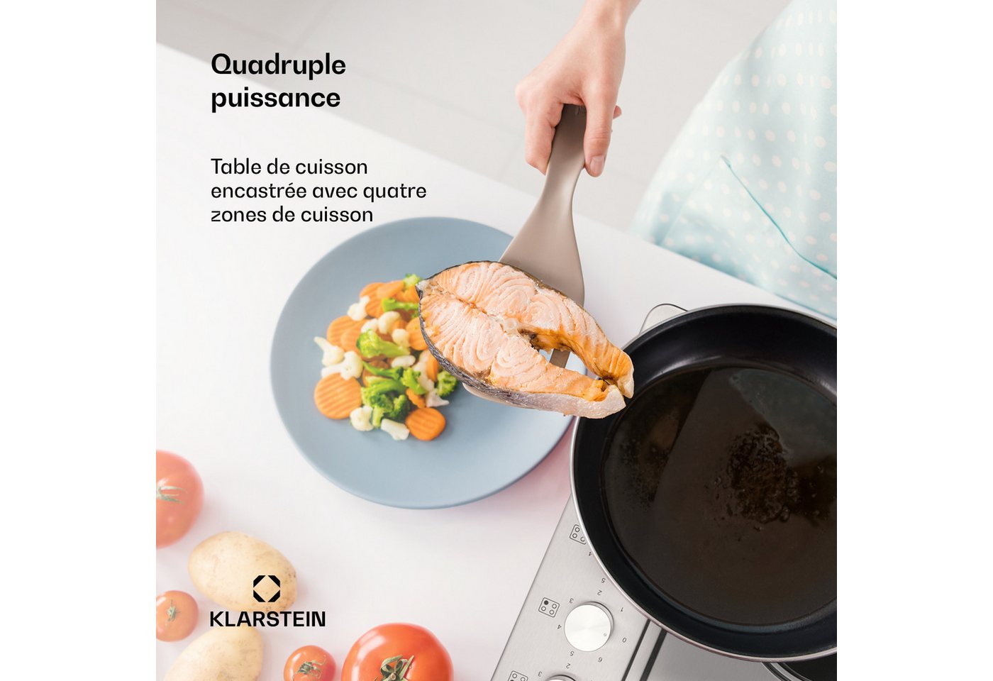 Klarstein Elektro-Kochfeld Appetito 4 Elektrokochfeld 4 Platten 5500W 6 Stufen Edelstahl Regler, Glaskeramik-Kochfeld 4 Zonen 5500W mit Drehregler & Restwärme Bild 2