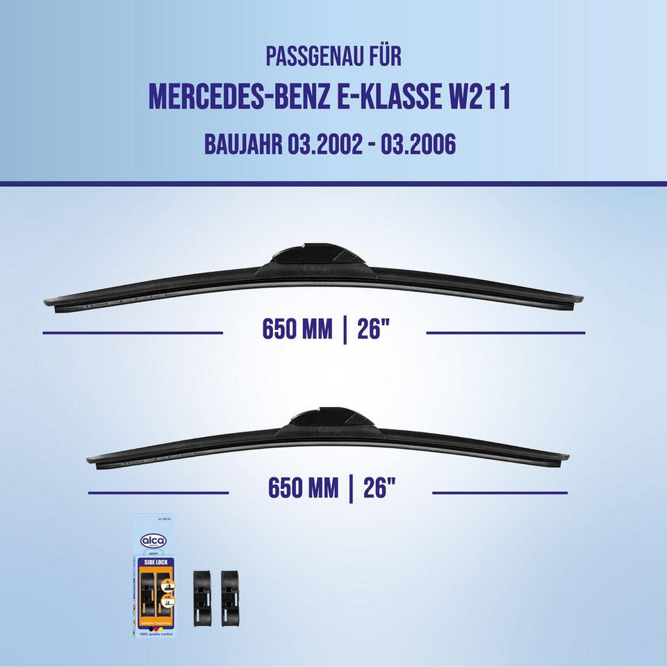 alca Scheibenwischblätter passend für MERCEDES-BENZ E-KLASSE, 03.2002 - 03.2006, Frontscheibe, (Packung, 2-St., Scheibenwischer), mit Nano Graphit Beschichtung Bild 3