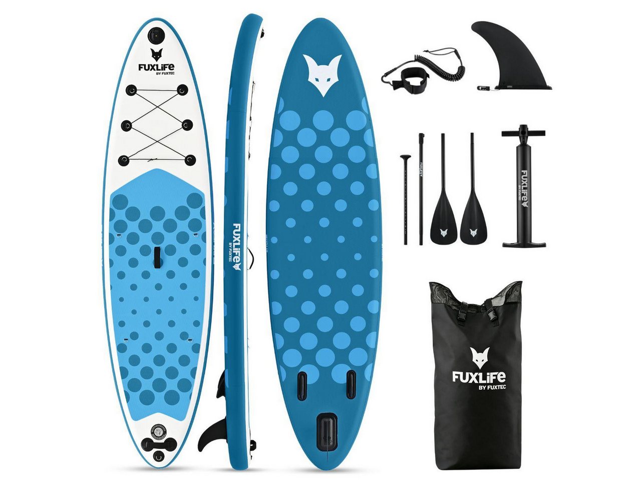 FUXLIFE SUP-Board FX-SUP320eco, Aufblasbar, (3 Finnen,Paddel,Pumpe,Tragetasche,Sicherheitsleine,Reparaturset) Bild 3
