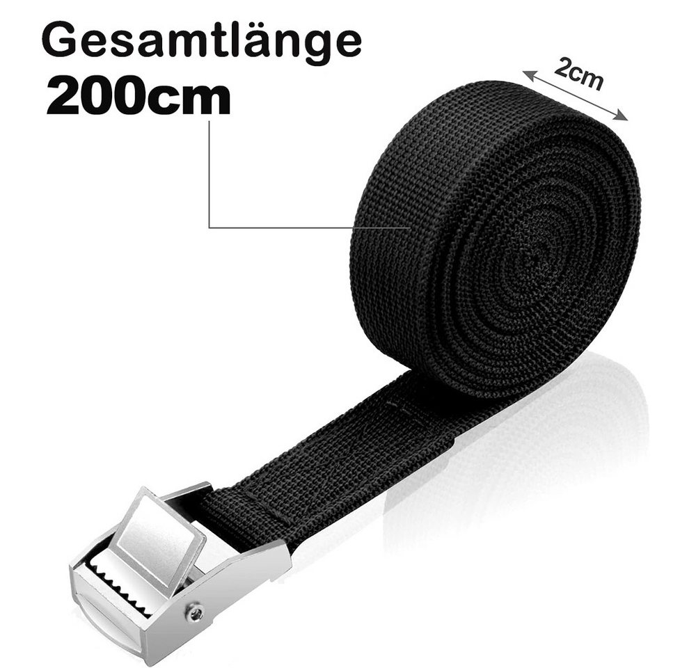 AFKSMILE Spanngurt 4 Stück Spanngurte 2m x 20mm, Verstellbare Zurrgurte mit Klemmschloss Befestigungsgurt Gepäckträger, für Transport, Fracht, Gepäck, Camping Bild 5