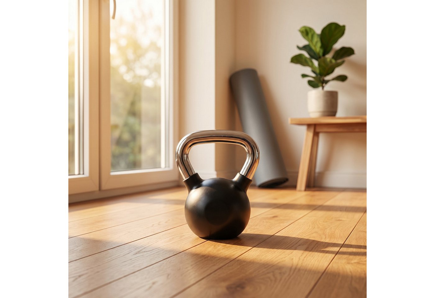 Black Snake Kettlebell Chrom Kugelhantel Schwunghantel Muskelaufbau Kraftausdauer Home Gym, (12 kg), bodenschonend gummiert, verchromter Griff, kippsichere Standfläche