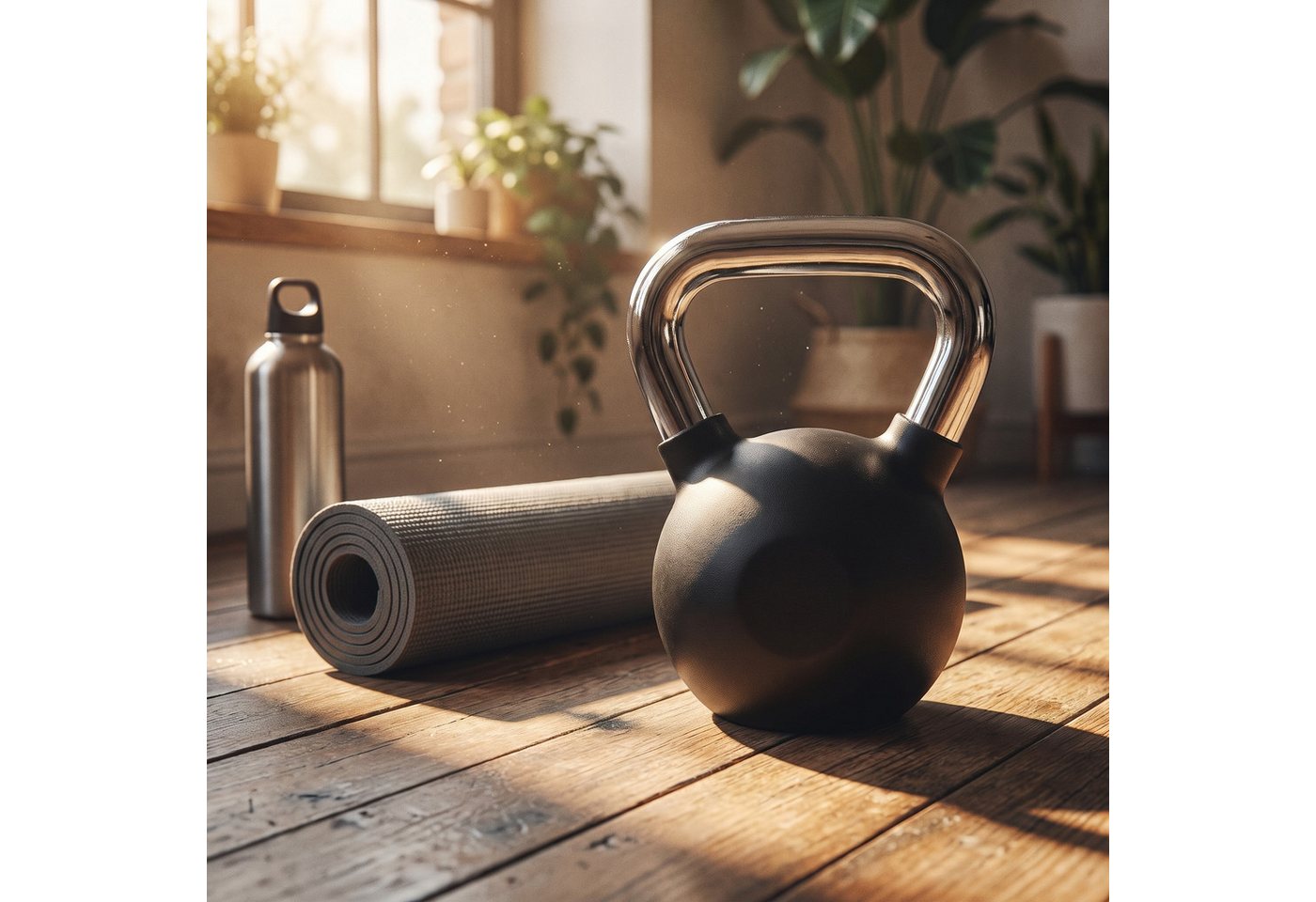 Black Snake Kettlebell Chrom Kugelhantel Schwunghantel Muskelaufbau Kraftausdauer Home Gym, (12 kg), bodenschonend gummiert, verchromter Griff, kippsichere Standfläche Bild 2