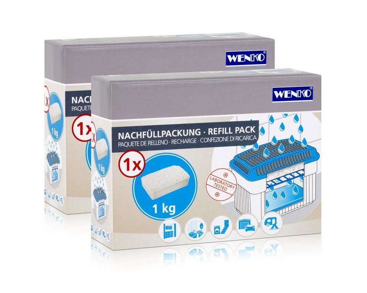 WENKO Luftentfeuchter 2x Wenko Nachfüllpackung Feuchtigkeitskiller Raum-Entfeuchter, 1kg Gra