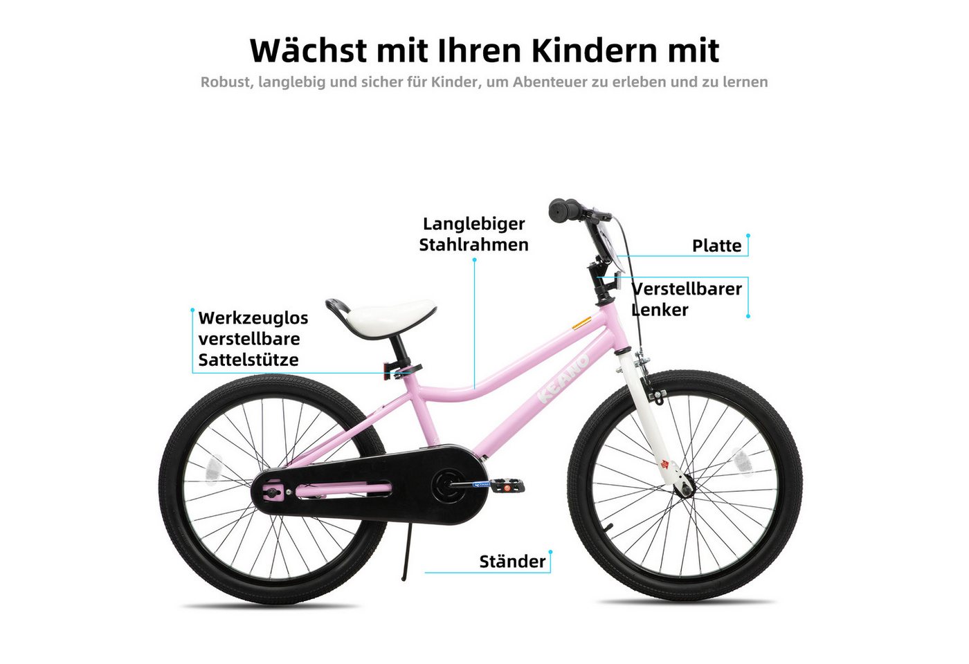 JOYSTAR Kinderfahrrad KEANO Kinderfahrrad mit Stützrädern Stahlrahmen für Jungen und Mädchen Bild 5