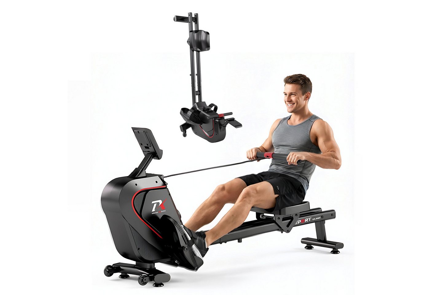 YEE RUN Rudergerät für Zuhause - 16 magnetische Widerstandsstufen, LCD-Display und App, Widerstandsverstellung Bild 5