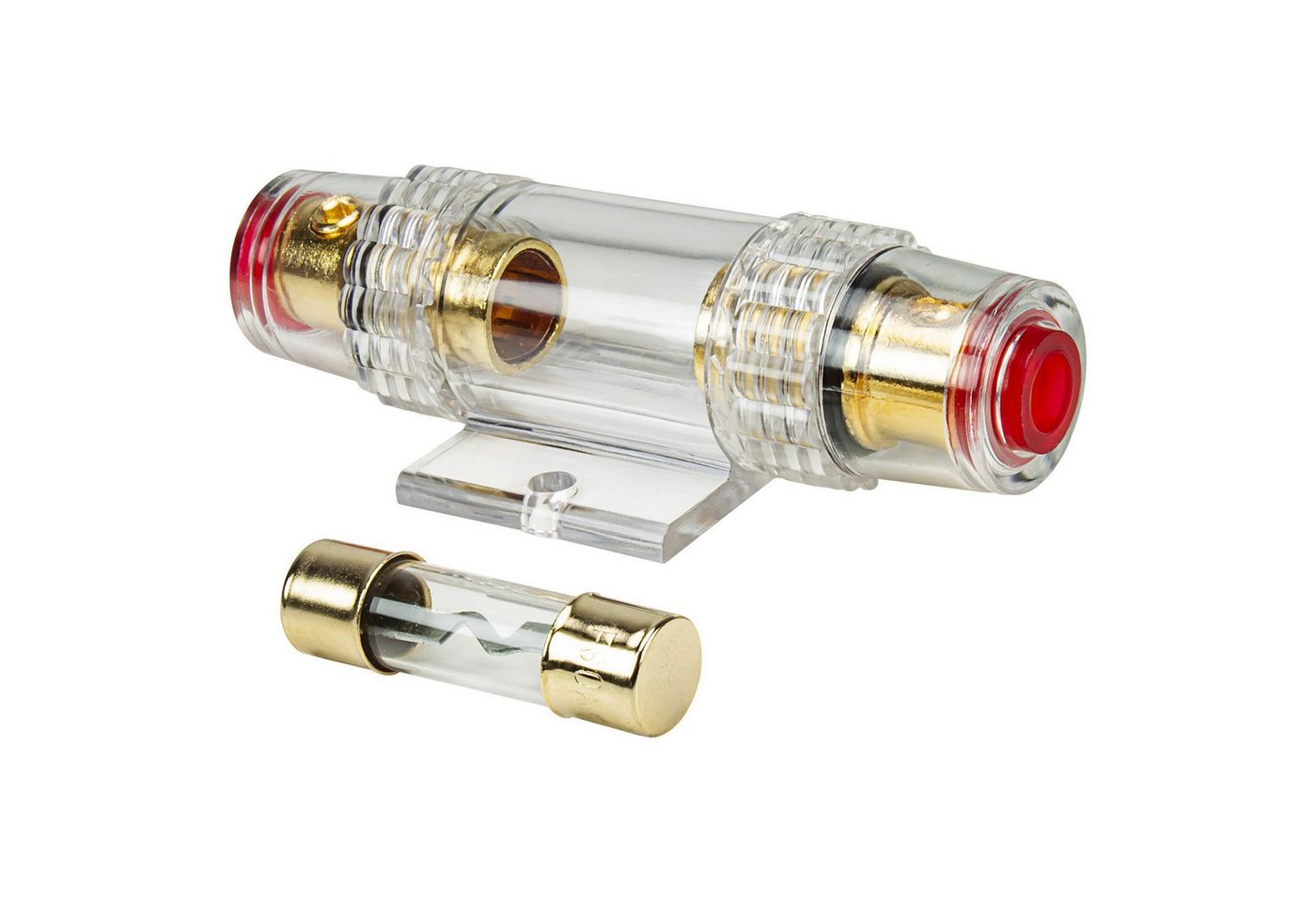 tomzz Audio Kfz-Sicherungshalter AGU Sicherungshalter transparent Kabel bis 25qmm, vergoldet, 60A Siche Bild 2