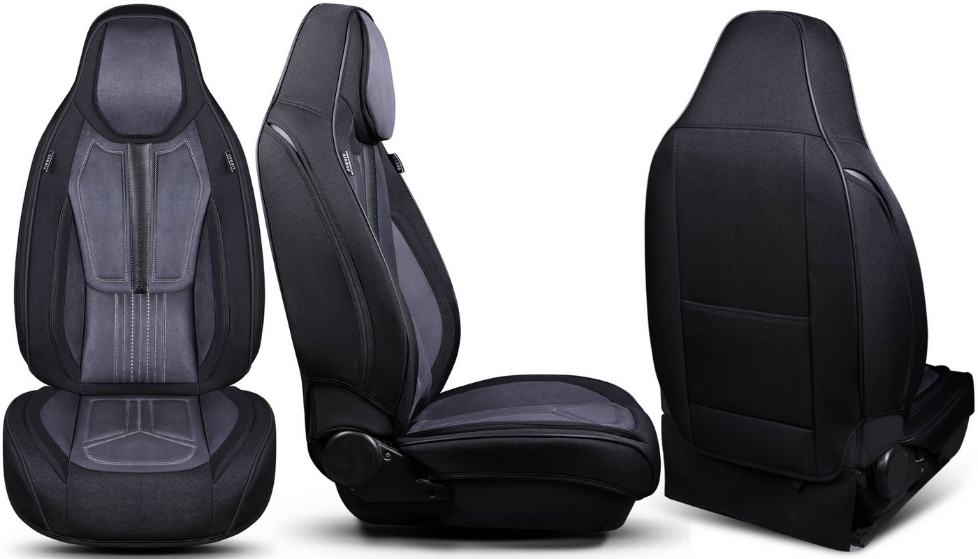 BREMER SITZBEZÜGE Autositzbezug für Audi Q5 Bj 2008-16 DS6, Set, 2-tlg., Schonbezüge Sitzbezüge Fahrer und Beifahrer, in Schwarz/Grau Bild 4