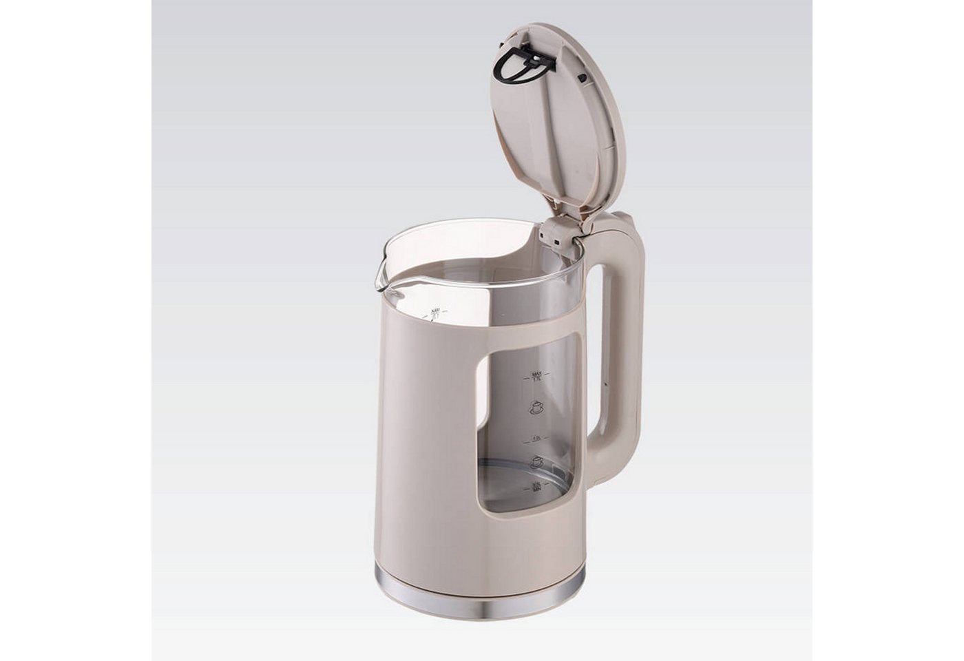 Feel Maestro Wasserkocher Elektrischer Glas-Wasserkocher mit LED-Anzeige 1,7L, 1,7 l, 2200 W, Wasserstandsanzeige, LED-Beleuchtung, drehbarer Sockel Bild 2