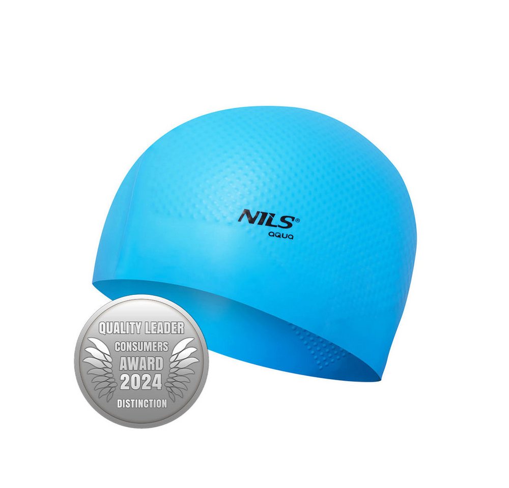 NILS AQUA Badekappe Schwimmhaube Badekappe (Spar-Set, 1 St), Flexibles Silikon passt sich jeder Kopfform an, sitzt bequem