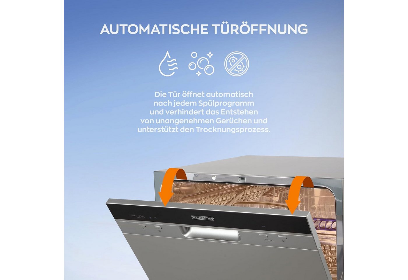 Heinrich´s Tischgeschirrspüler HTG 8840 Silber, 6,5L Wasserverbrauch, mit Wasseranschluss, klein