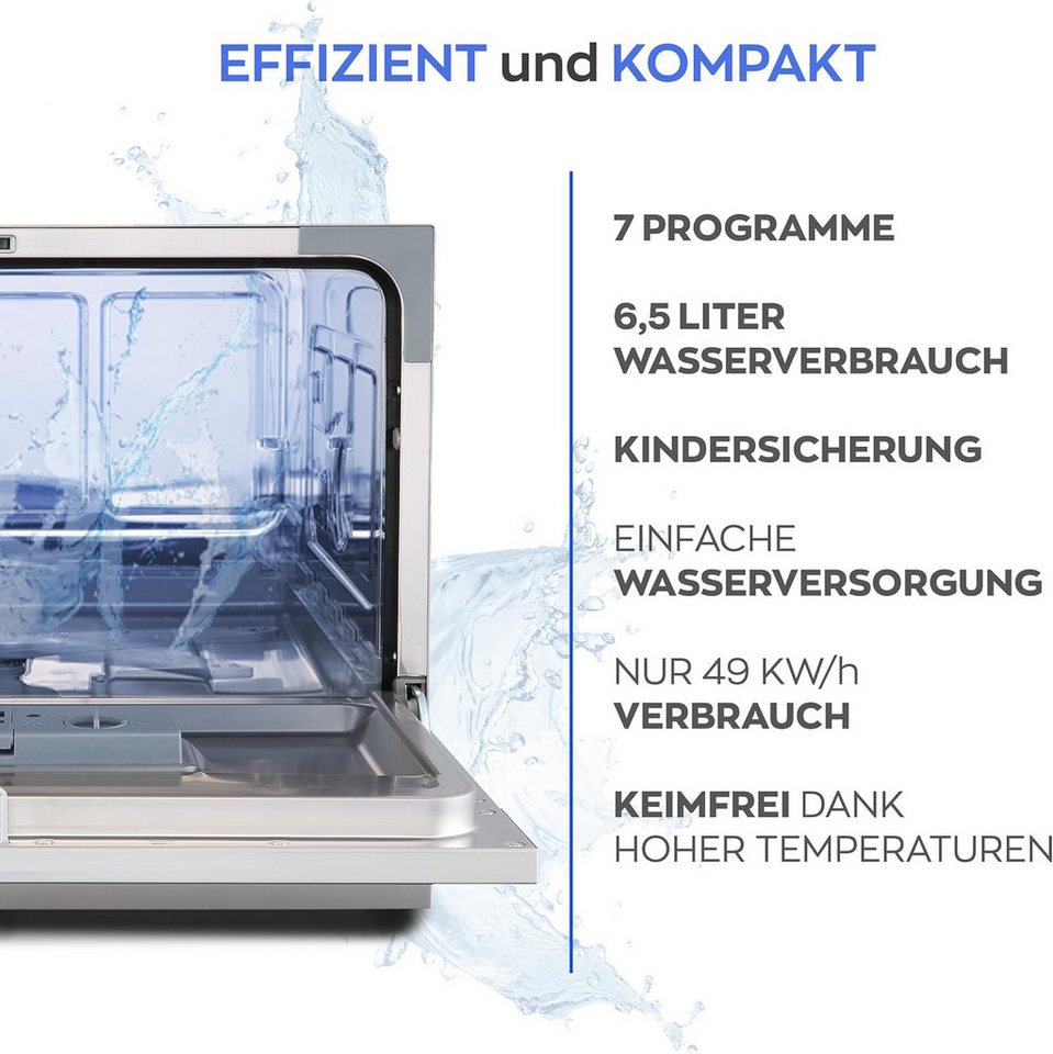 Heinrich´s Tischgeschirrspüler HTG 8840 Silber, 6,5L Wasserverbrauch, mit Wasseranschluss, klein Bild 4