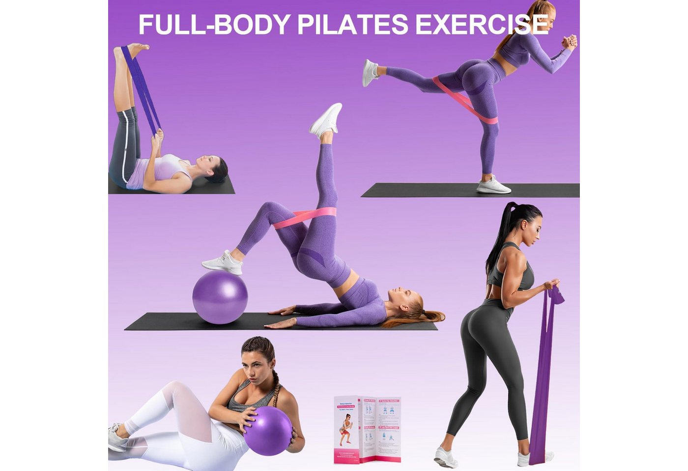 LaCute Pilates-Ring Pilates Set 12-teilig mit Ring, Ball & Widerstandsbändern für Zuhause (12-teiliges Pilates- und Fitness-Set, 12-tlg., Pilates-Set mit Ring, Ball Widerstandsbändern für Ganzkörpertraining), 12-teilig, elastisch, rutschfest, vielseitig Bild 2