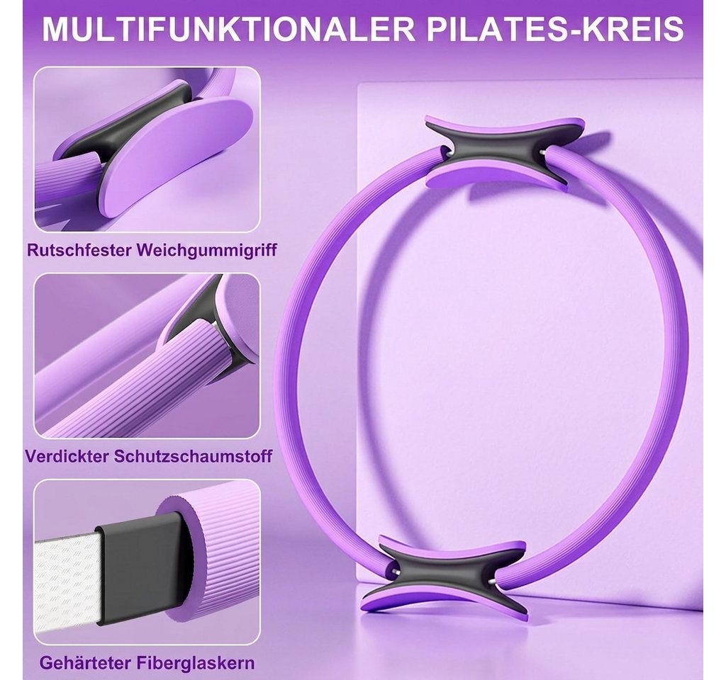 LaCute Pilates-Ring Pilates Set 12-teilig mit Ring, Ball & Widerstandsbändern für Zuhause (12-teiliges Pilates- und Fitness-Set, 12-tlg., Pilates-Set mit Ring, Ball Widerstandsbändern für Ganzkörpertraining), 12-teilig, elastisch, rutschfest, vielseitig Bild 3
