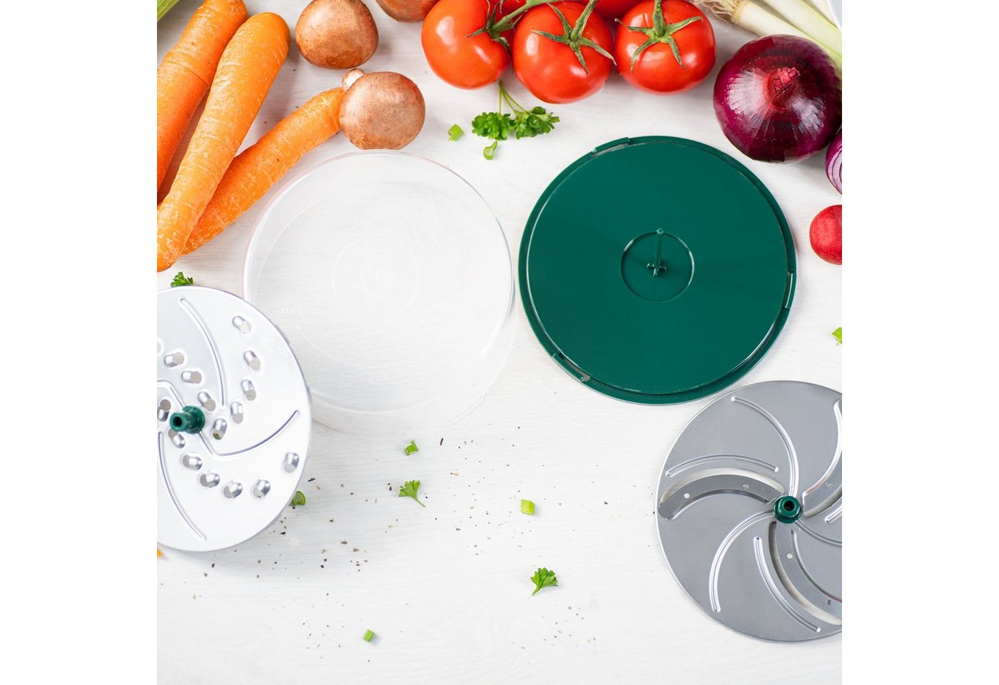 Genius Gemüseschneider Nicer Dicer Pegasus Messer-Einsätze 4-teilig, fein Schneiden, grob Reiben Bild 4