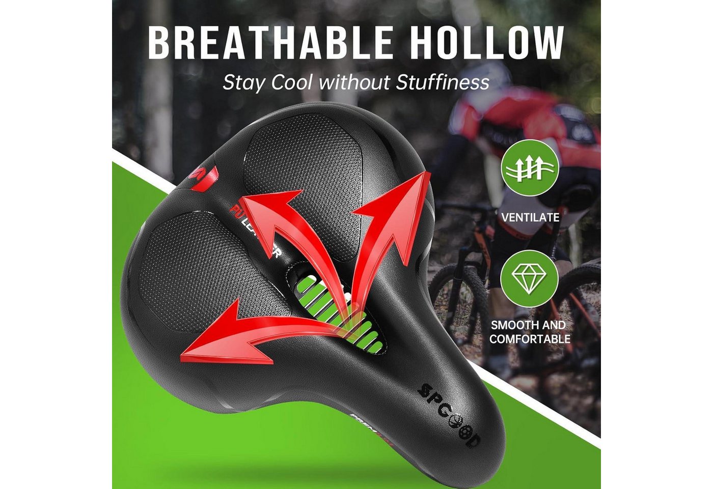 LuxusKollektion Fahrradsattel Fahrradsattel Bequem Memory Foam Ergonomisch Atmungsaktiv Wasserdicht Bild 4