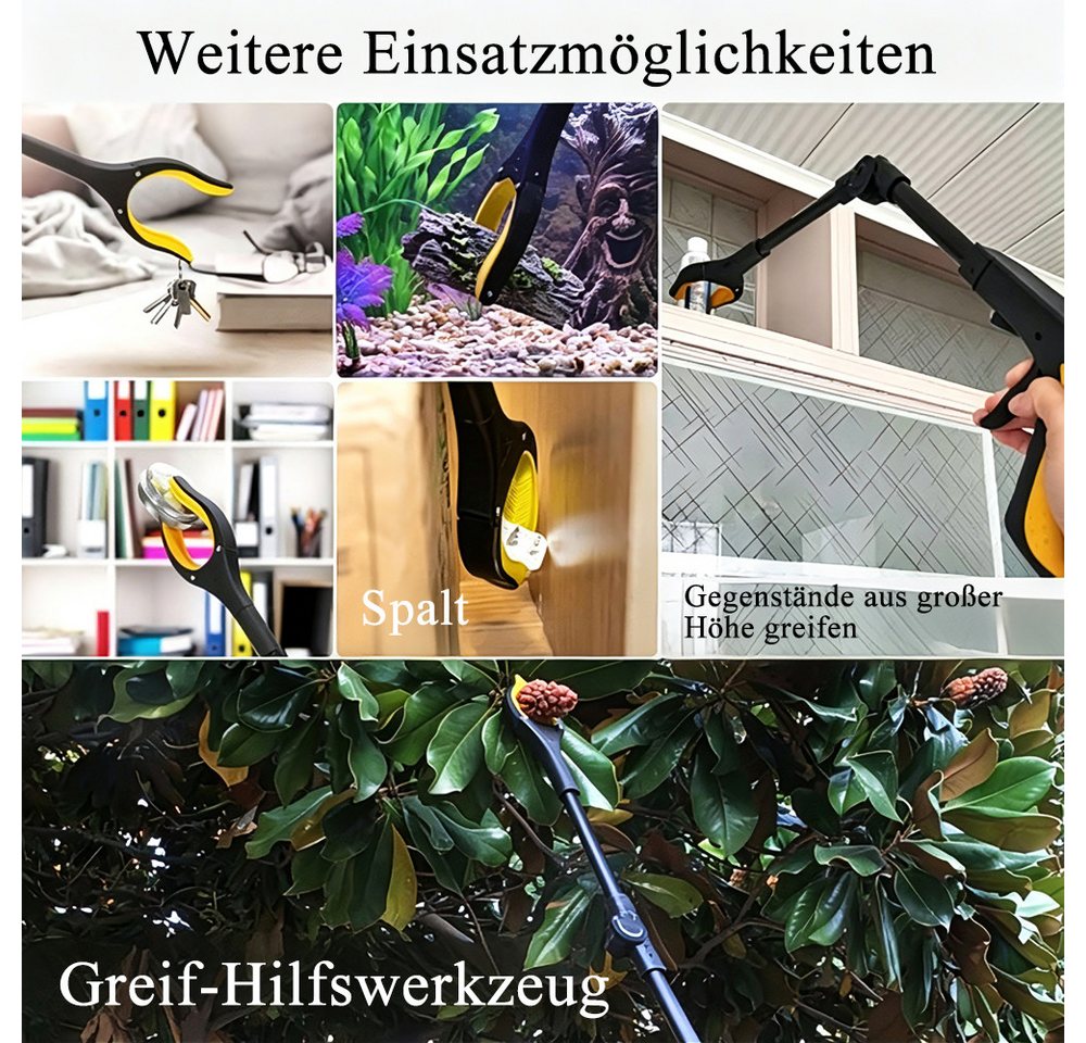AFKSMILE Greifarm 79cm Greifzange für Senioren - Faltbare Greifer mit 360° Drehkopf, 2-tlg., Aluminium Müllzange für ältere Menschen und eingeschränkte Mobilität Bild 2
