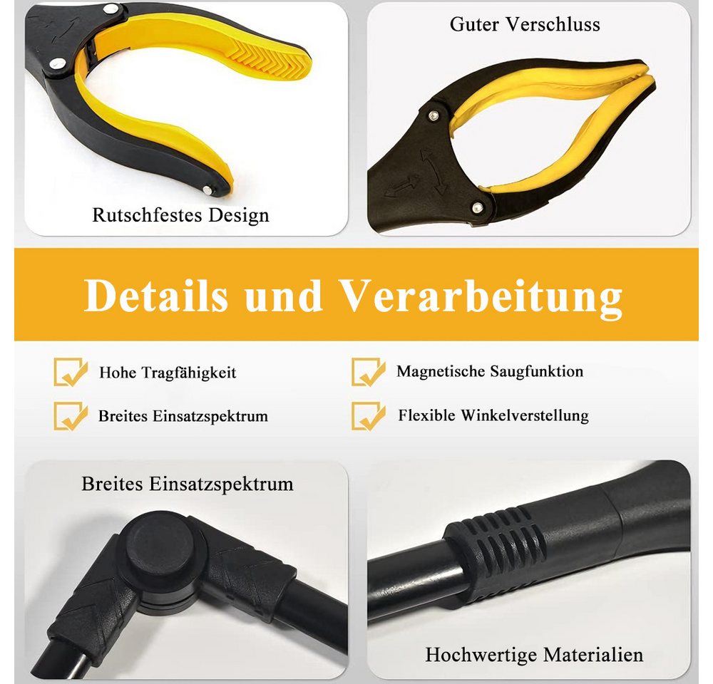 AFKSMILE Greifarm 79cm Greifzange für Senioren - Faltbare Greifer mit 360° Drehkopf, 2-tlg., Aluminium Müllzange für ältere Menschen und eingeschränkte Mobilität Bild 5