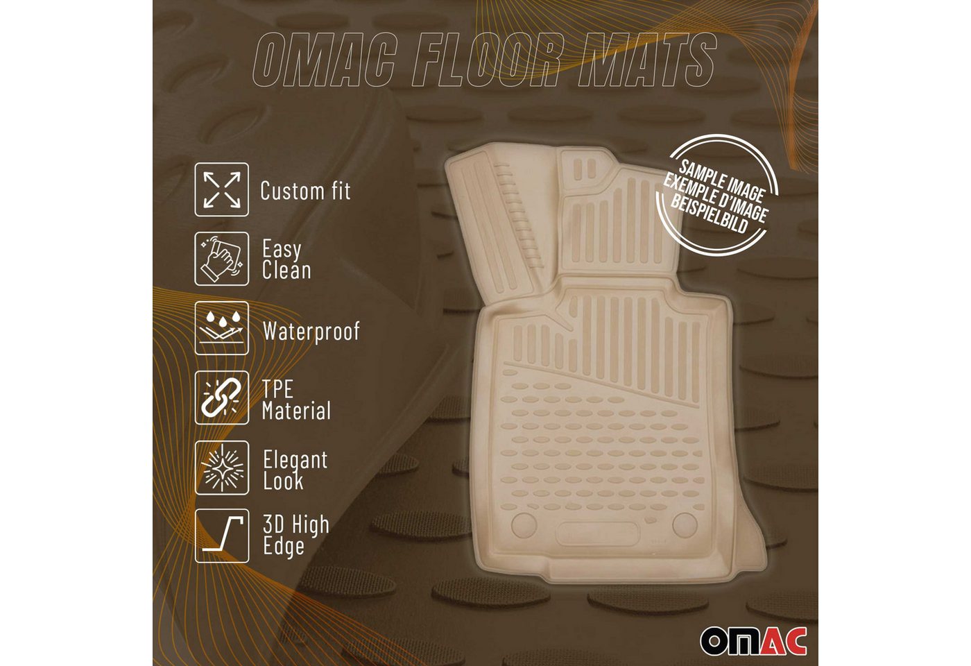 OMAC Auto-Fußmatten für Opel Insignia 2008-2017 Beige 4 tlg TPE (4 St), für Opel Insignia 2008-2017 Opel Insignia 2008-2017, Antirutsch,Wasserfest,Einfache Installation Bild 4