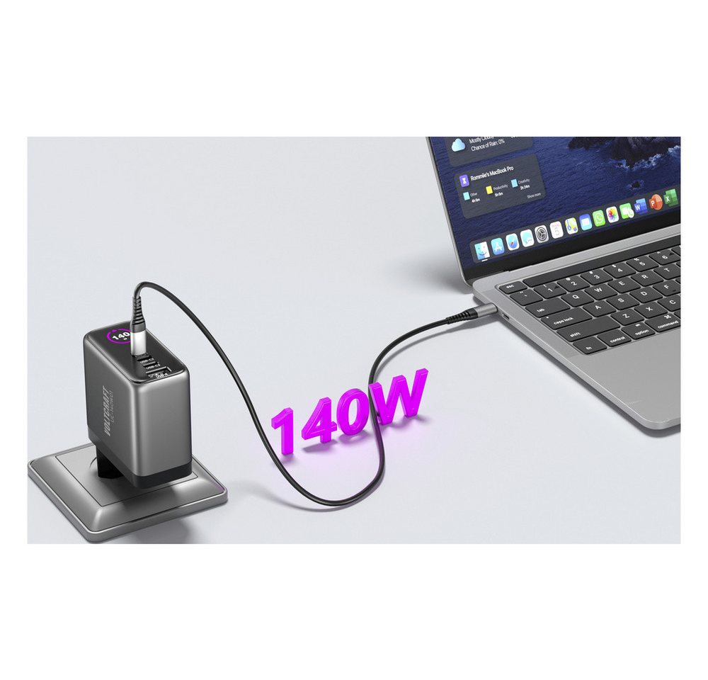 VOLTCRAFT VOLTCRAFT UC-140W01 USB Ladegerät 140 W 1x USB-A, 3x USB-C® USB PD Sch USB-Ladegerät (UC-140W01)