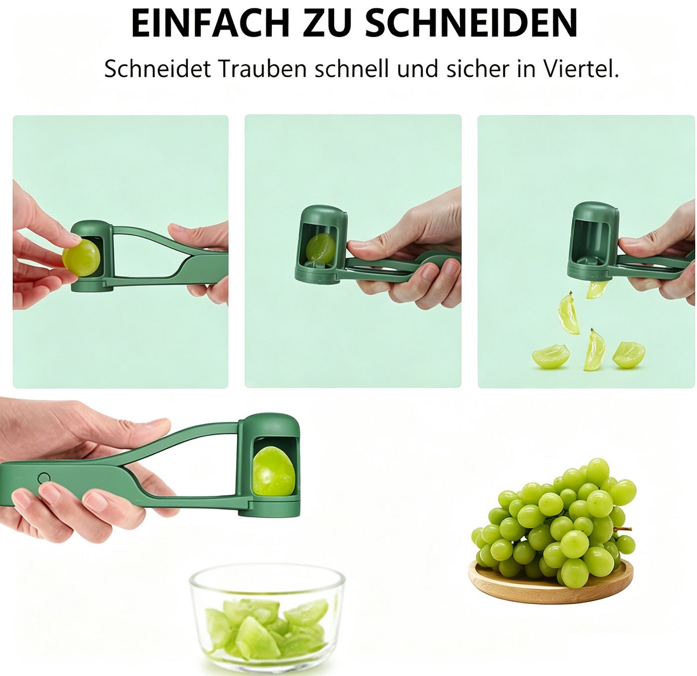 wohnTRAUM24 Gemüseschneider Traubenschneider für Kleinkinder, Trauben Schneider Küchengadget, Viertelschneider für Gemüse, Obst, Salat und Kuchendekoration Bild 4