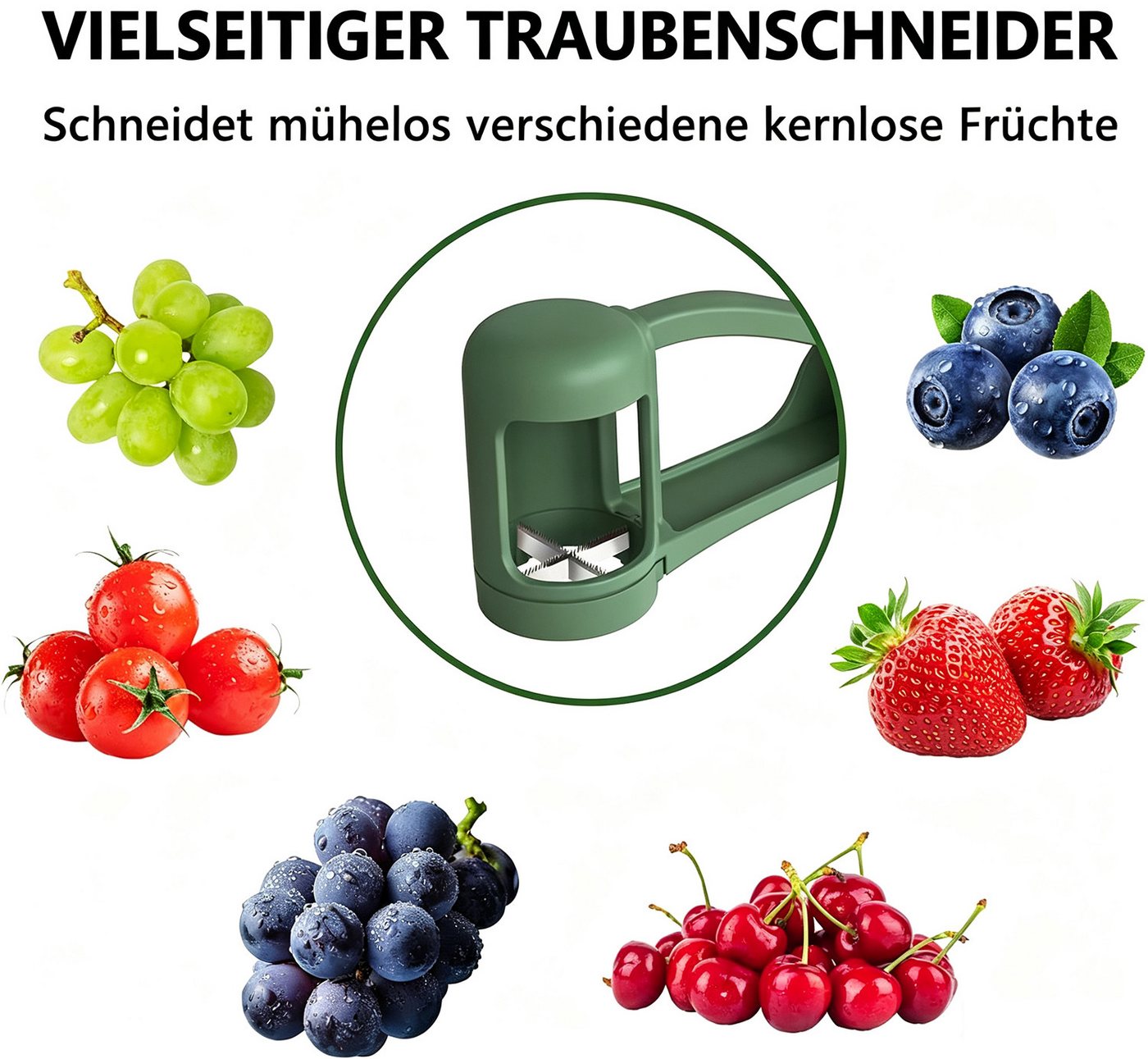 wohnTRAUM24 Gemüseschneider Traubenschneider für Kleinkinder, Trauben Schneider Küchengadget, Viertelschneider für Gemüse, Obst, Salat und Kuchendekoration Bild 5