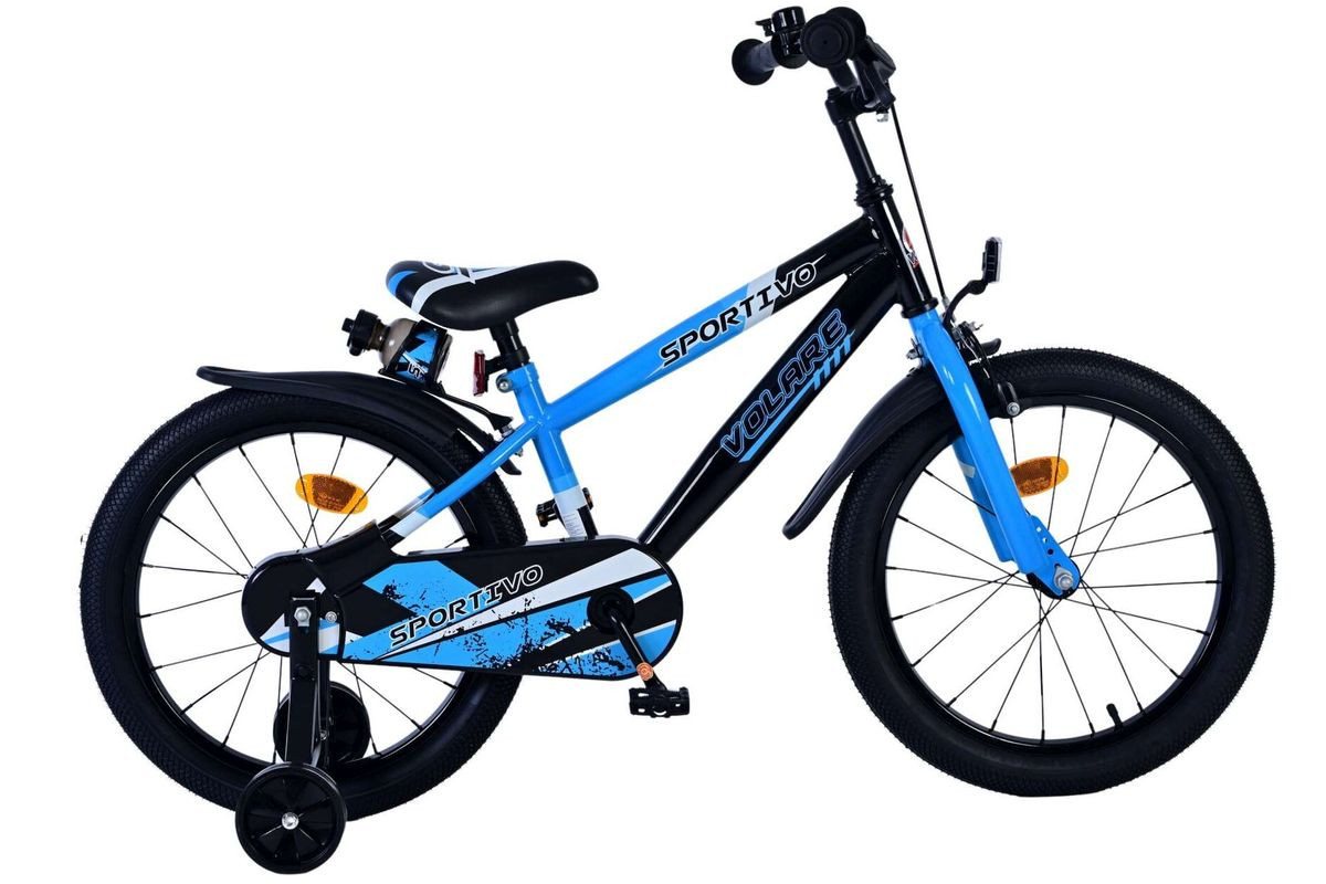 Volare Kinderfahrrad 18 Zoll Kinder Fahrrad Kinderfahrrad MTB Rad Bike Sportivo Blau 51862, 1 Gang, Rücktritt, Seitenständer, Schutzbleche, Trinkflasche, Kettenschutz Bild 2