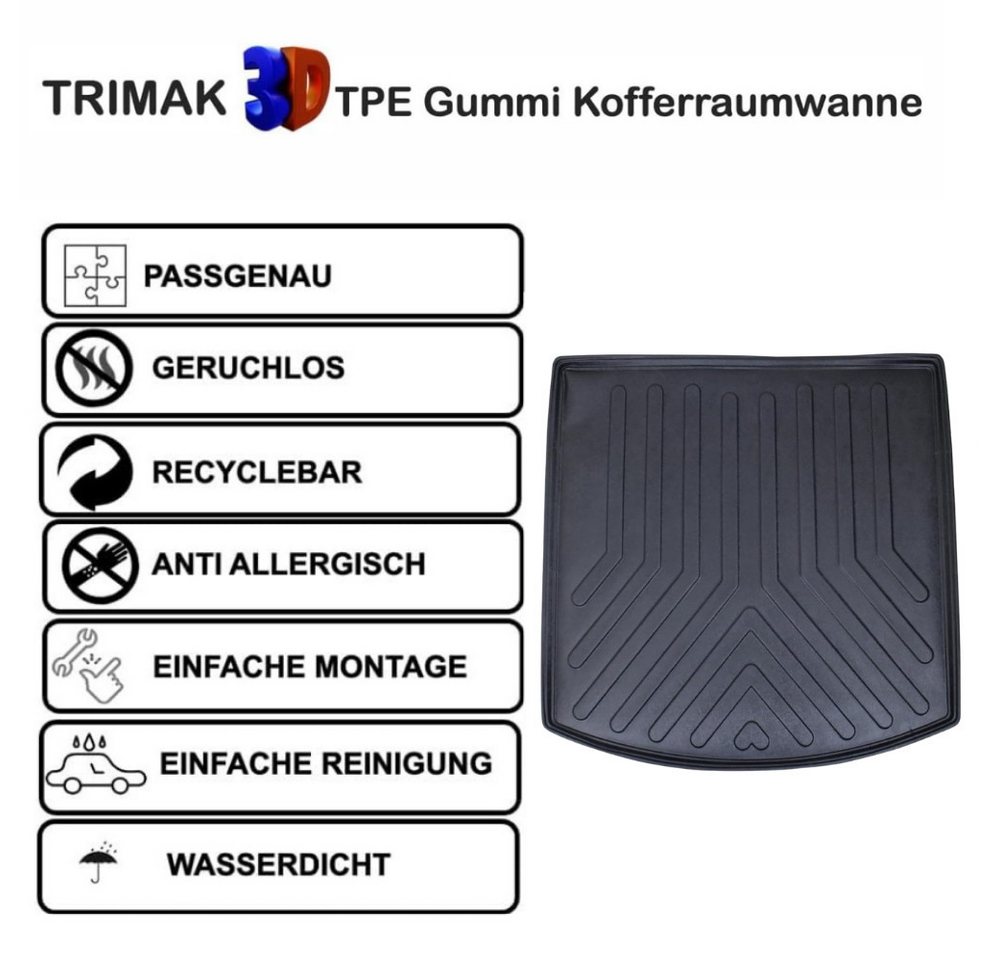 Trimak Passform-Fußmatten Oder Kofferraumwanne Oder Set kompatibel mit Volkswagen Touran, Volkswagen Touran I 2003-2015 Gummimatten Auto & Kofferraummatte TPE Bild 3