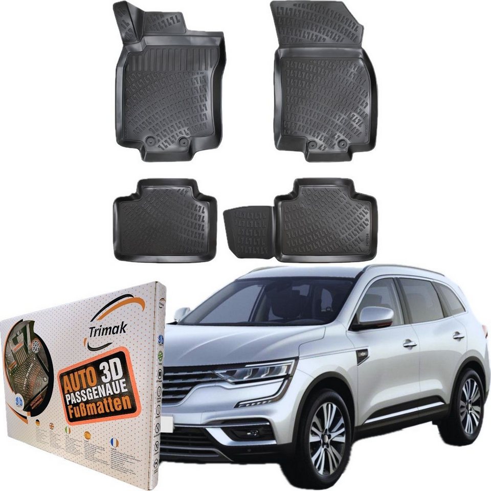 Trimak Passform-Fußmatten Oder Kofferraumwanne Oder Set für Renault Koleos, Renault Koleos 2. Gen. 2016-2024 Gummimatten Auto TPE Allwetter Bild 2