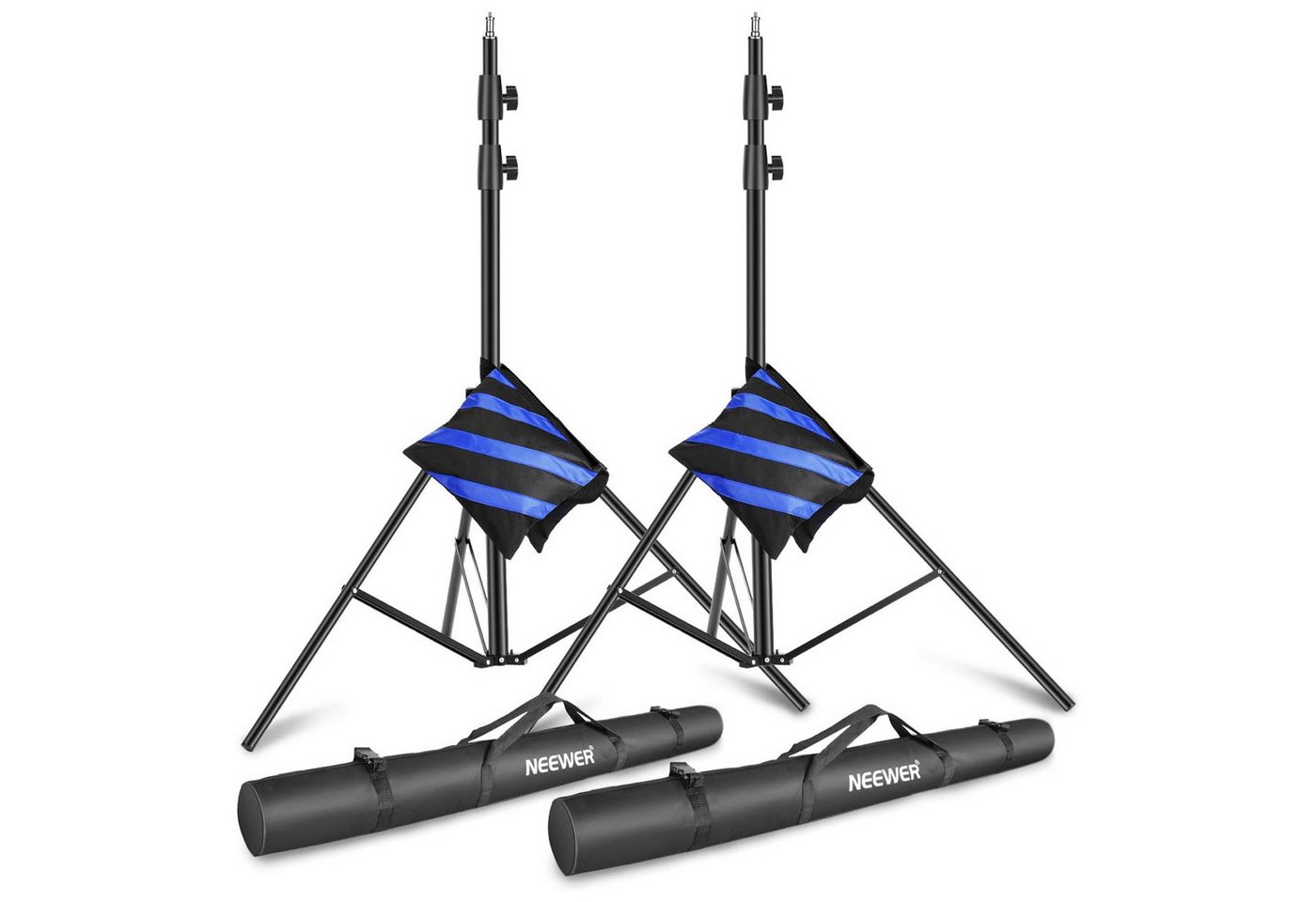 Neewer ST-300SB 2er Pack 3m Schwerlast federbelastet Metall Lichtstative Lampenstativ (Höhenverstellbar 120-300 cm, mit Sandsäcken, für Studio Fotografie)