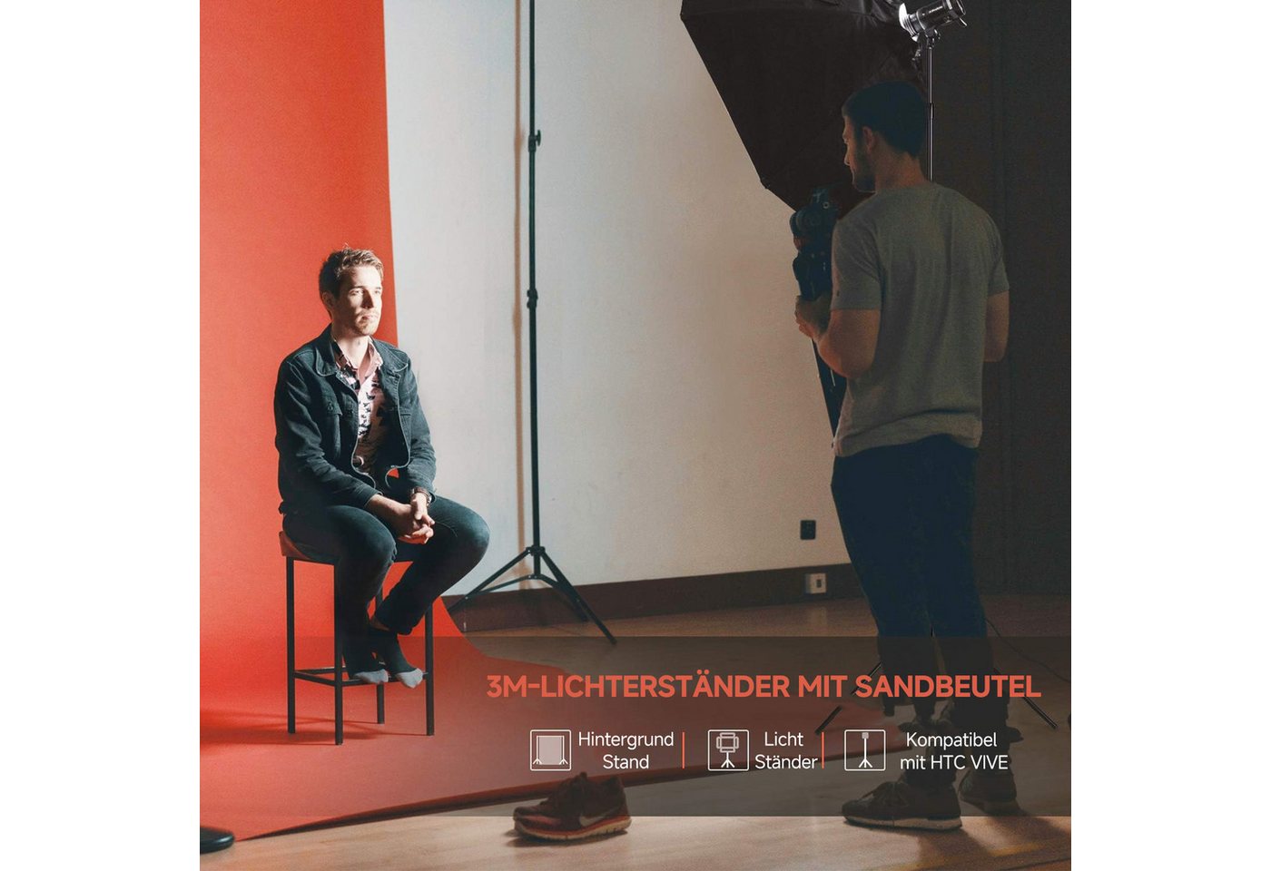 Neewer ST-300SB 2er Pack 3m Schwerlast federbelastet Metall Lichtstative Lampenstativ (Höhenverstellbar 120-300 cm, mit Sandsäcken, für Studio Fotografie) Bild 5