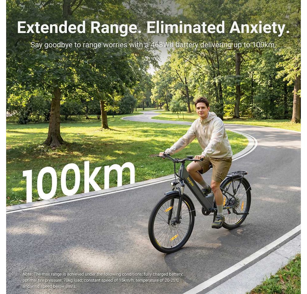 Eleglide E-Bike T1 ST Durchstieg 27,5 Zoll 36V 13Ah 250W E-Bike, 7 Gang Shimano, 468 Wh, 5 Stufen(12/15/18/21/25 km/h), 45N.M, bis zu 100 km