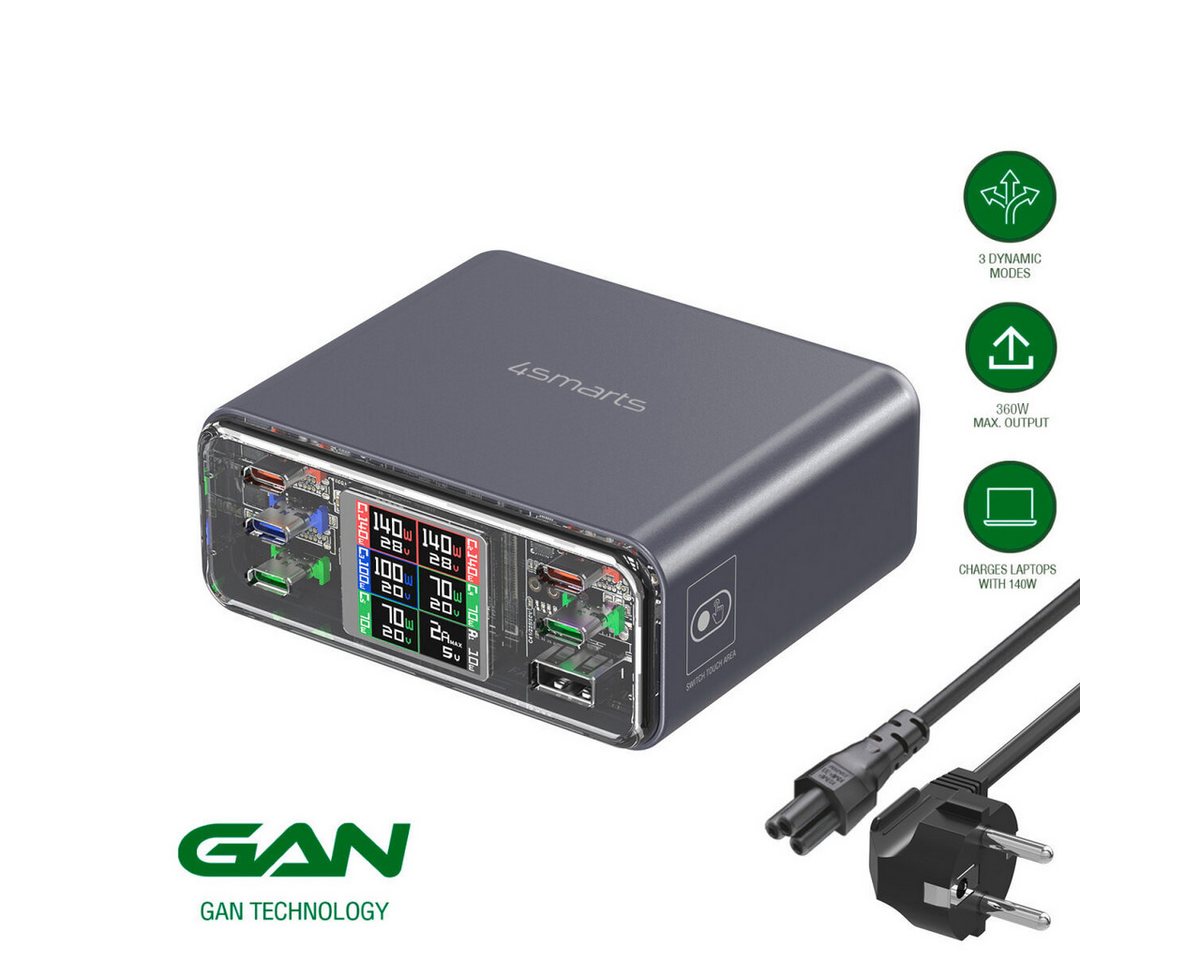 4smarts 4smarts Desk Charger Lucid GaN DIY 360W, spacegrau Ladestation