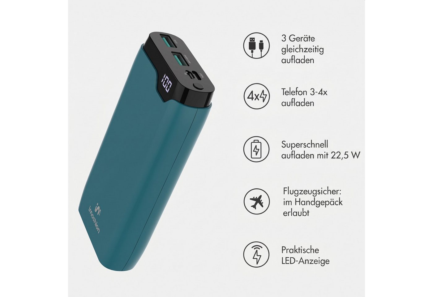 imoshion imoshion Powerbank 20.000 mAh - 22,5W Schnellladegerät - USB-C / USB-A Powerbank (1 St) Bild 2