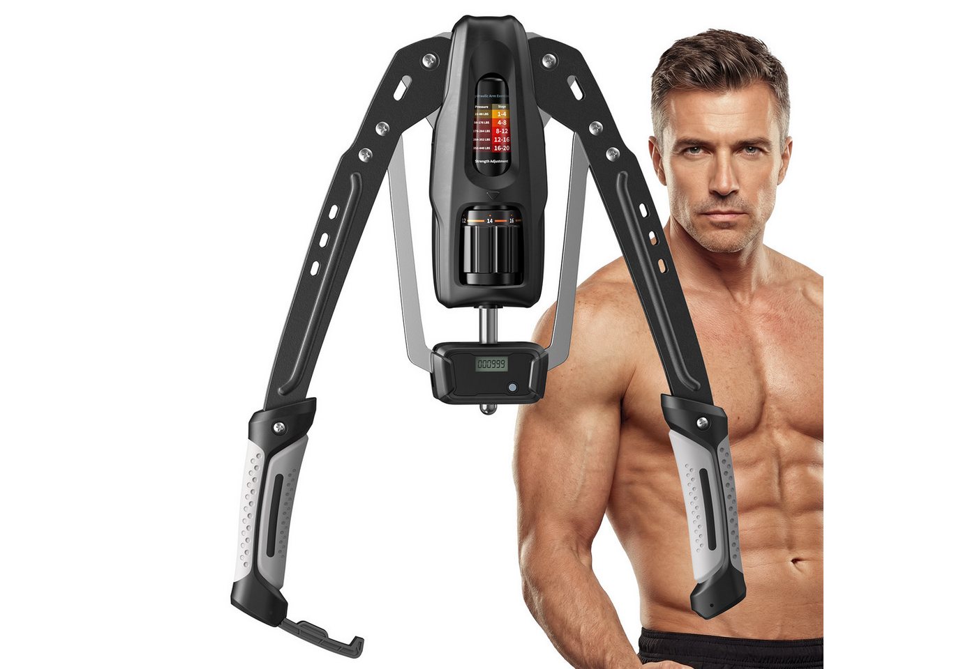 MERACH Handmuskeltrainer Armtrainer Twister Hydraulisch Verstellbar 10-200 kg Brusttrainer (Oberkörper Fitnessgerät für Zuhause, 1-St., Stufenloser Hydraulik-Widerstand für Effektives Training), Intensiver Muskelaufbau für Arme, Brust & Schultern Bild 3