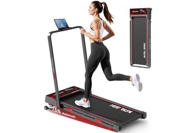 YEE RUN Laufband für Zuhause, Treadmill klappbar, elektrische 15% Steigung, 1-12 km/h