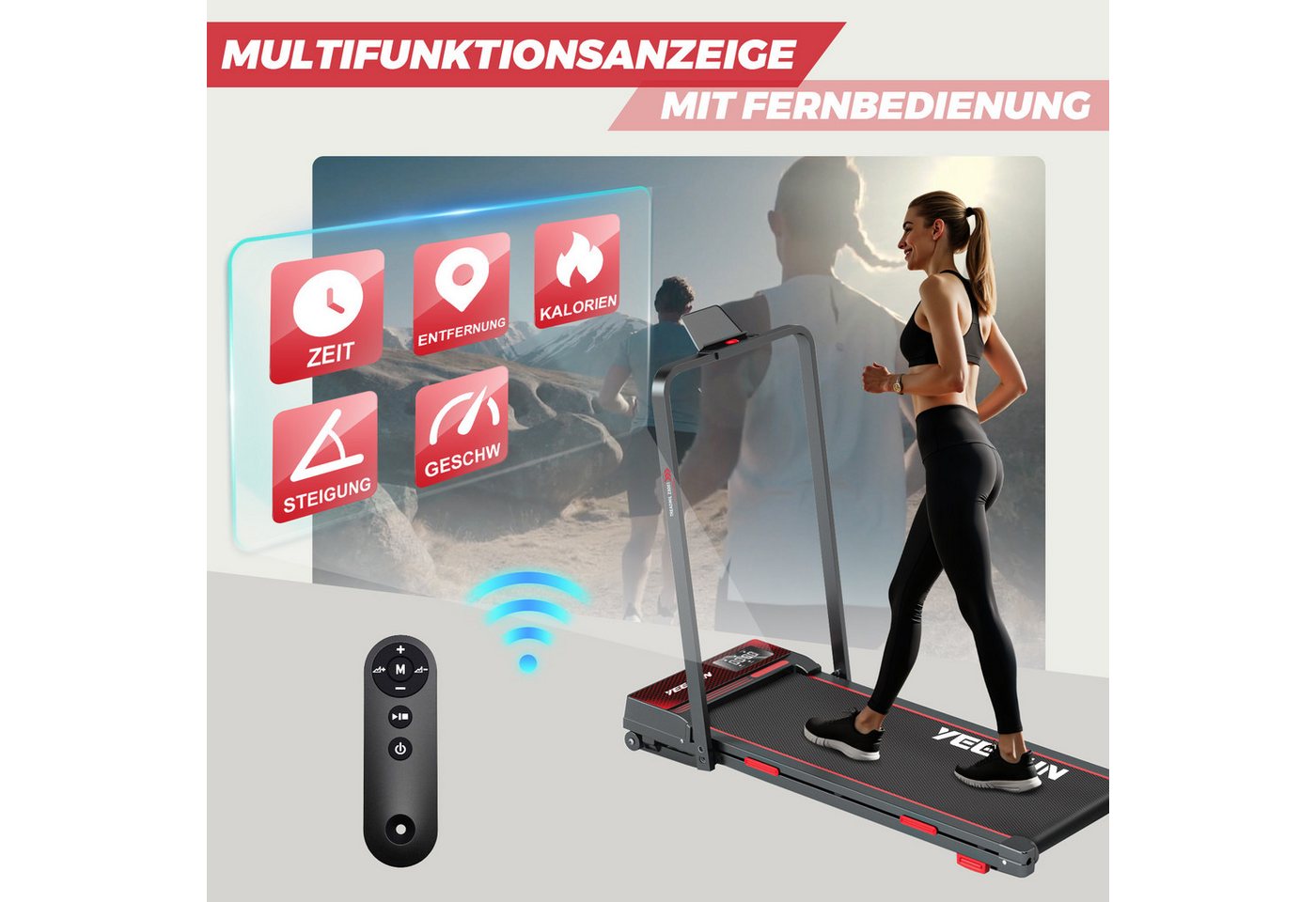 YEE RUN Laufband für Zuhause, Treadmill klappbar, elektrische 15% Steigung, 1-12 km/h Bild 5