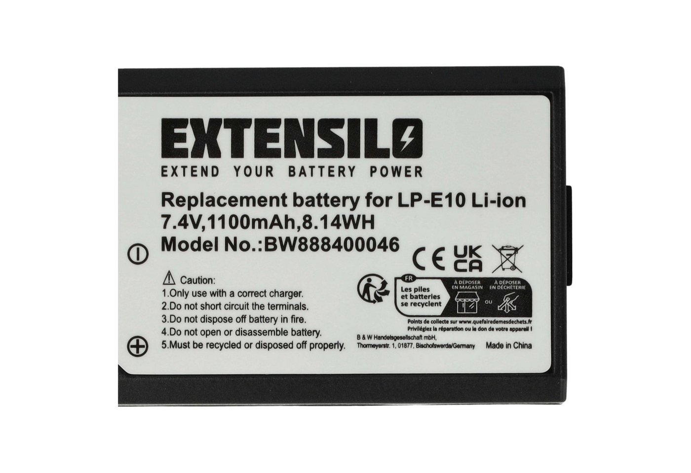 Extensilo Akku passend für Canon EOS 1100D, 1D X, 1D X Mark II, 2000D, 1200D, Kamera-Akku Akku Li-Ion 1100 mAh (7,4 V, 3 St), Leistungsfähige Austausch-Akkus für Digitalkamera, Spiegelreflexkamera