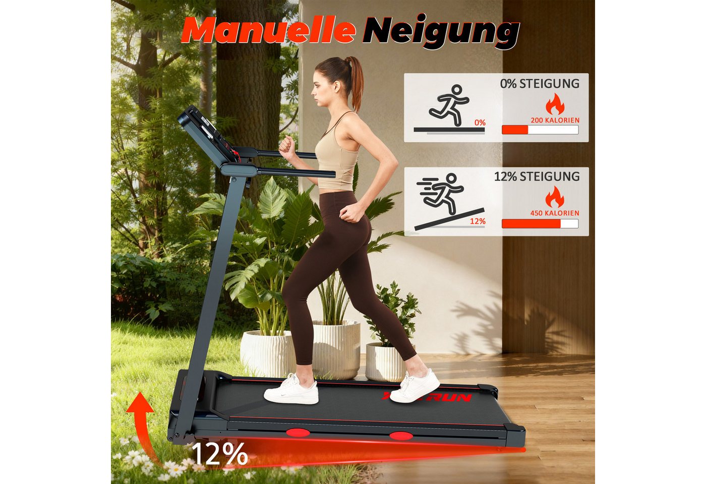 YEE RUN Laufband für Zuhause, 4 in 1, 12 % Steigung, 3HP, 1-14 km/h, BT-Lautsprecher Bild 5