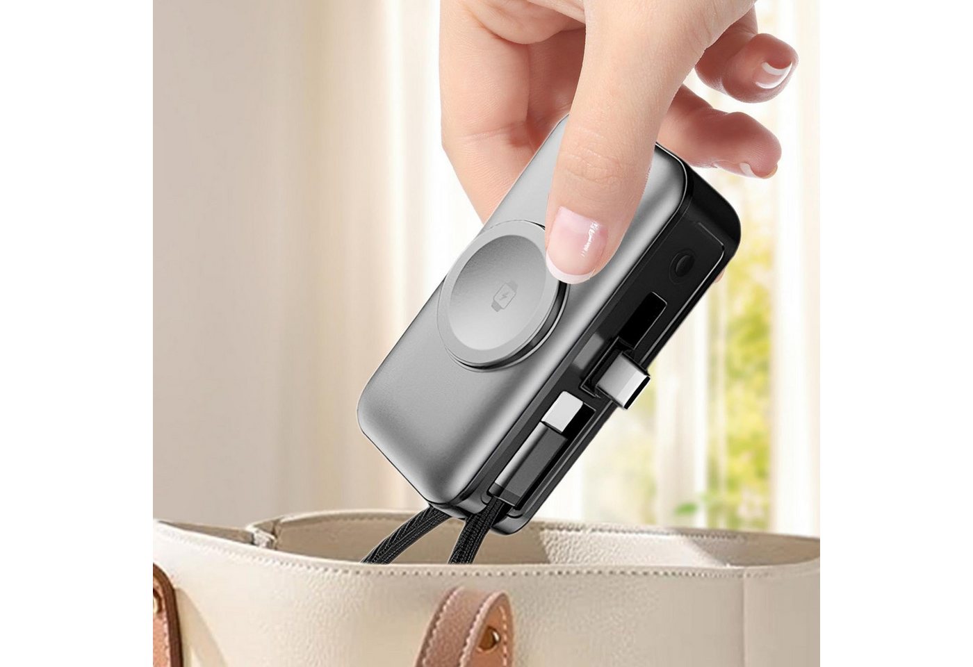 AIBISTAR 5000mAh Magnetische Powerbank, 22,5W, klappbarer Typ-C Powerbank, Integrierter Ständer,LED-Akkuanzeige in Echtzeit Bild 3