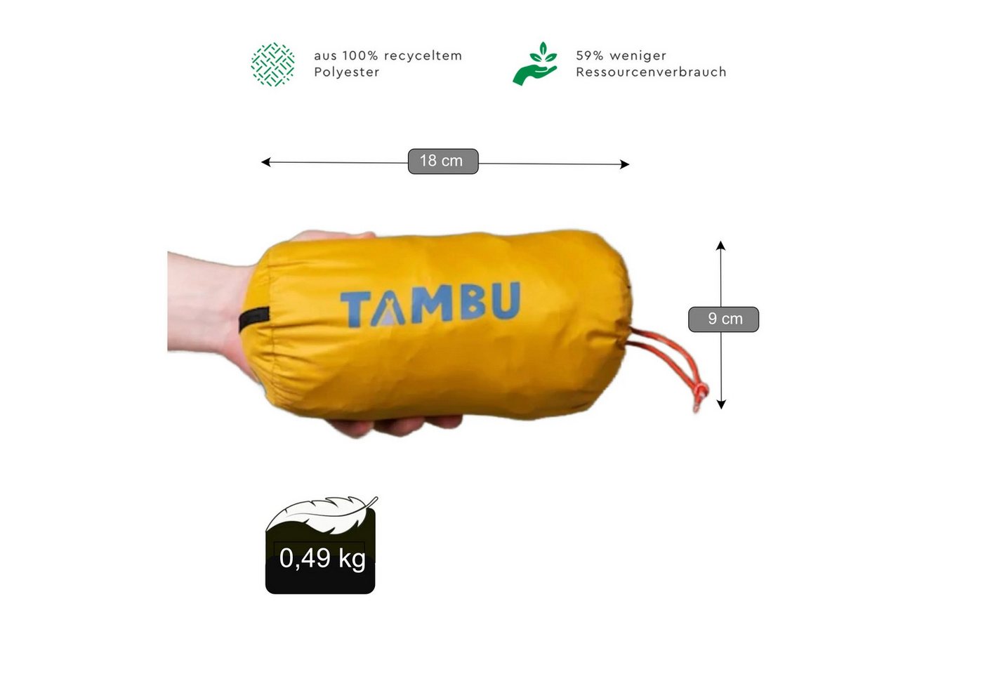 Tambu Biwaksack Biwak Sack Mumienschlafsack Überzug für Schlafsack 0,5 kg ohne Zelt, PU-Beschichtung, 8000 mm Wassersäule Bild 2