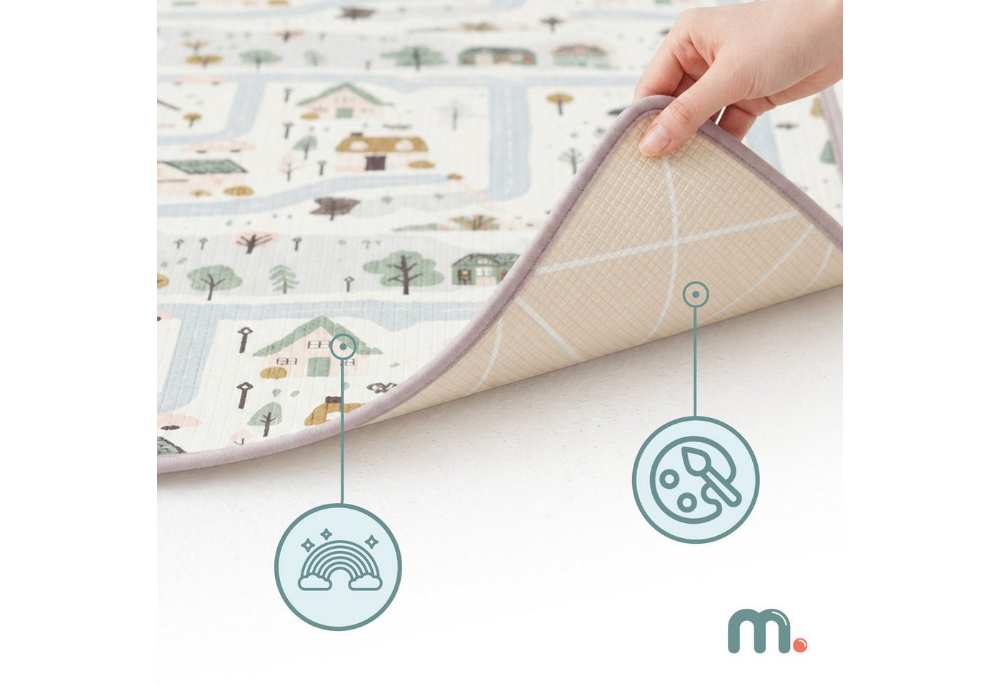 Mamabrum Spielmatte Mamabrum Spielmatte 180x150 cm XPE 1,5 cm beidseitig Town Beige