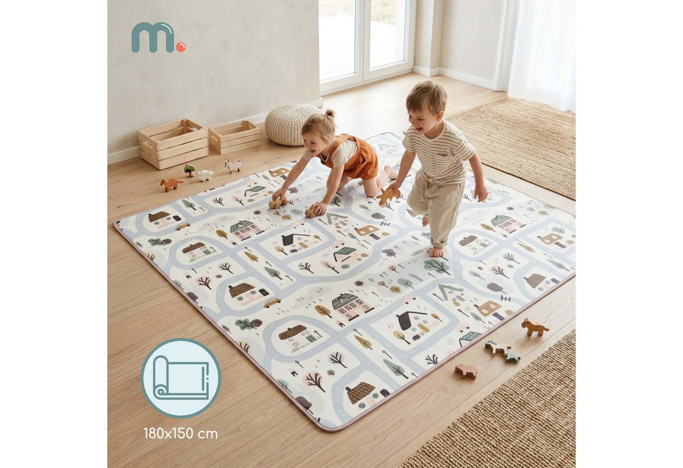 Mamabrum Spielmatte Mamabrum Spielmatte 180x150 cm XPE 1,5 cm beidseitig Town Beige Bild 3