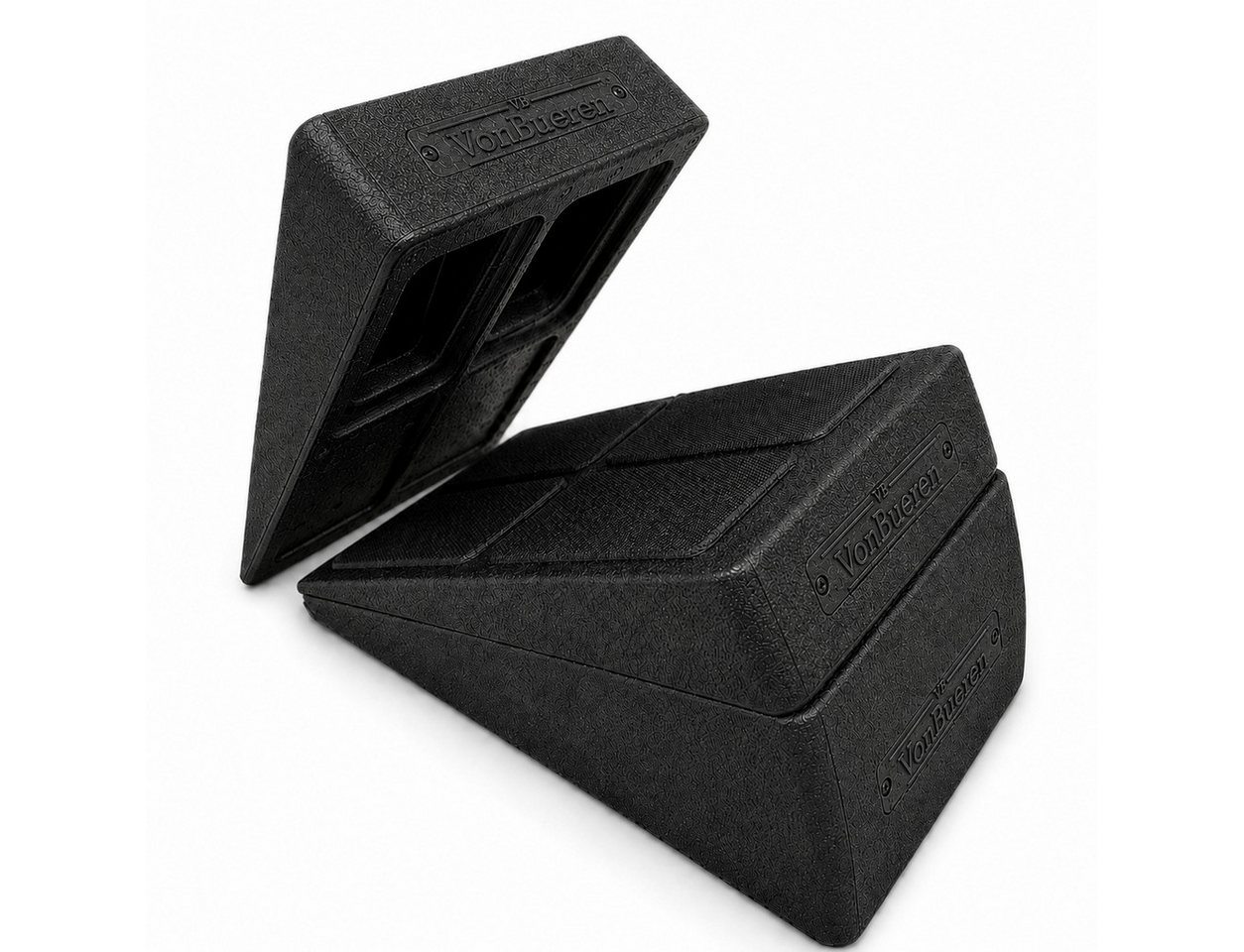 VonBueren Multitrainer Wadendehner 3er Set EPP, Schrägbrett, Slant Board, Wadentrainer, (Wadendehner-Set, 3-teilig, 3-St., 3er Set: 1 großem Wadendehner 2 kleinen Wadendehnern 1 Übungsanleitung), zwei unterschiedliche Keilhöhen, stapelbar, leicht, kombinierbar Bild 2