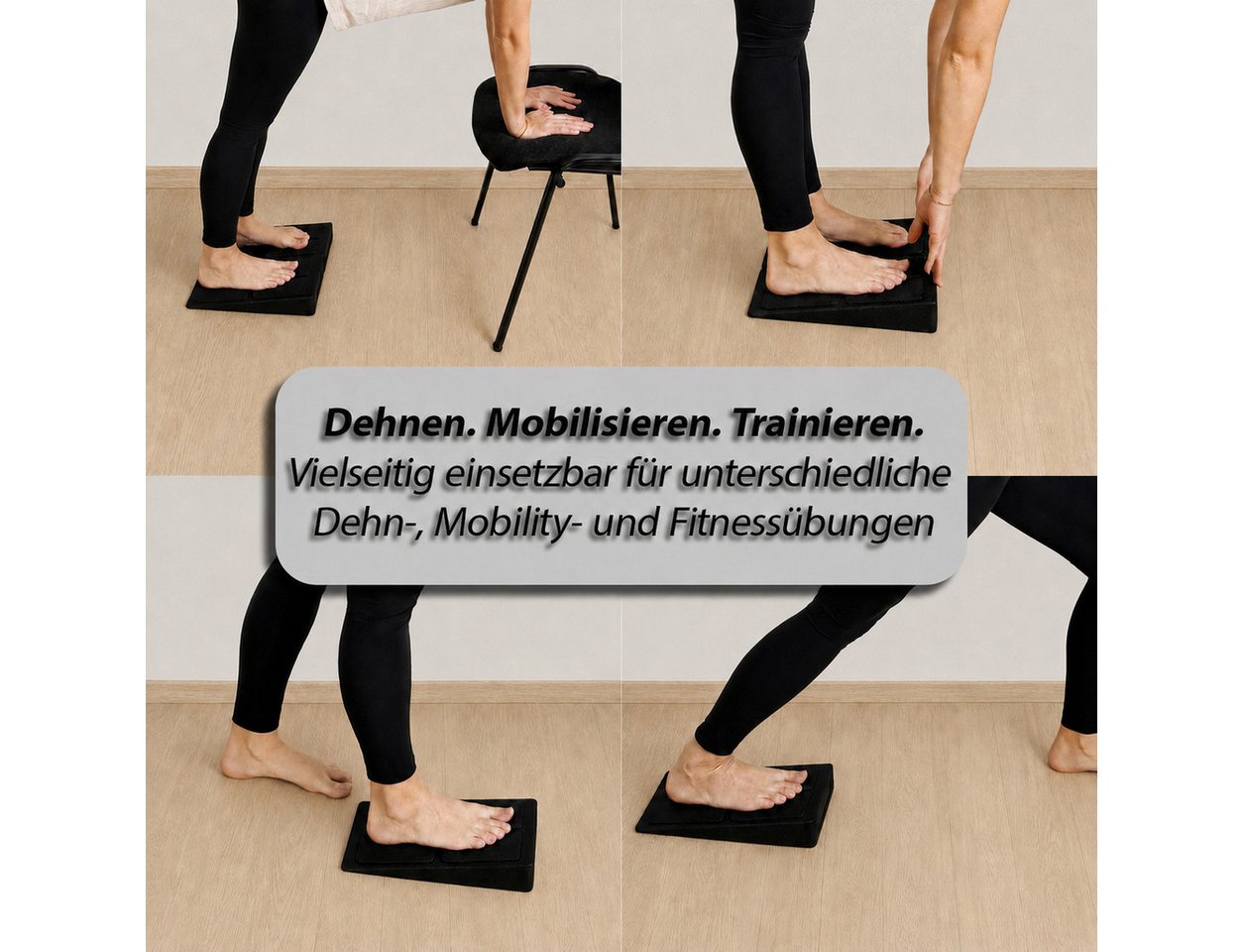 VonBueren Multitrainer Wadendehner 3er Set EPP, Schrägbrett, Slant Board, Wadentrainer, (Wadendehner-Set, 3-teilig, 3-St., 3er Set: 1 großem Wadendehner 2 kleinen Wadendehnern 1 Übungsanleitung), zwei unterschiedliche Keilhöhen, stapelbar, leicht, kombinierbar Bild 4