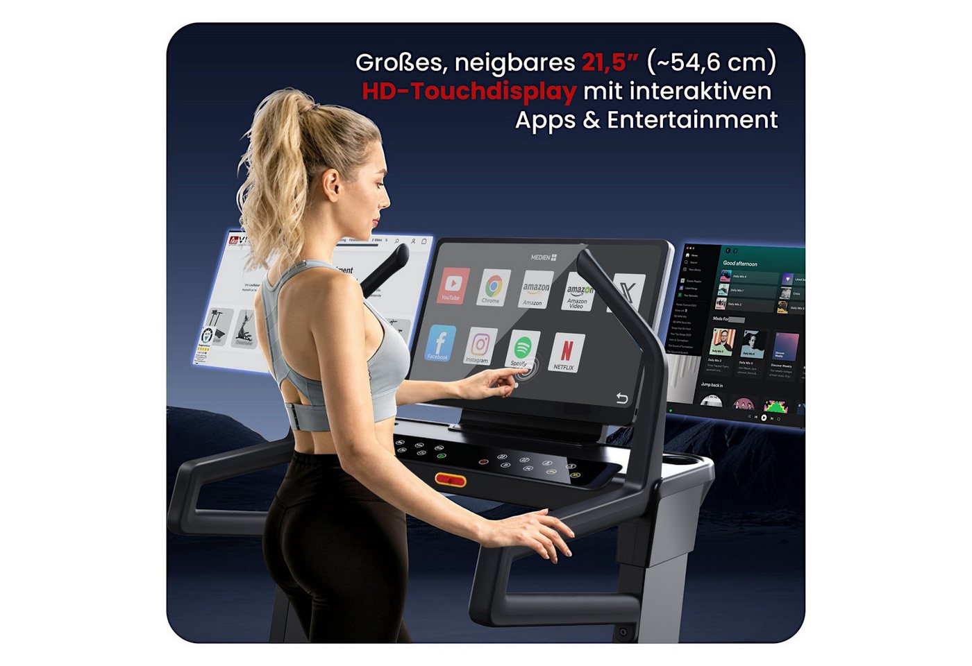 AsVIVA Laufband T30 Pro Max mit automatischer Steigungsanpassung & Touchdisplay, 46 % Steigung, App-Interaktiv, bis 18,8 km/h Bild 5
