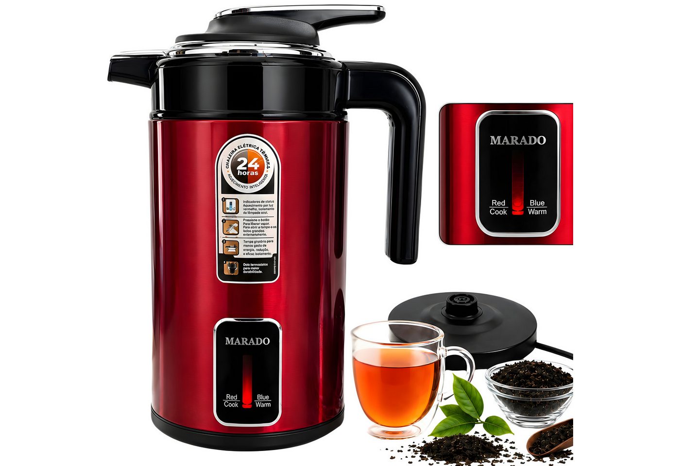 VERK GROUP Wasserkocher Kabelloser Wasserkocher mit integrierter Thermoskanne, 3,5 l, 1500 W, 3,5l, 1500 W, automatische Abschaltung