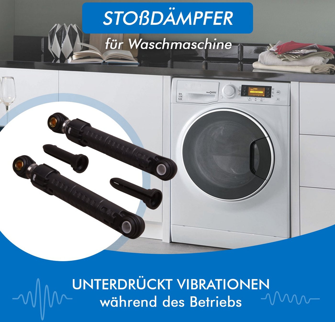 VIOKS Dämpfer Stoßdämpfer Ersatz für Bosch 00448032, 2 Stk 90N inklusive 2 Stoßdämpferbolzen für Waschmaschine